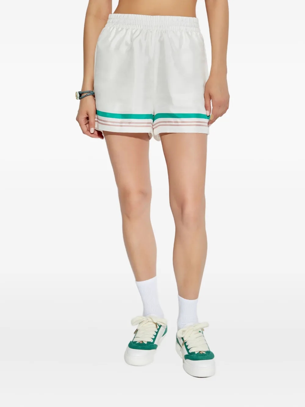 Casablanca silk striped shorts front
